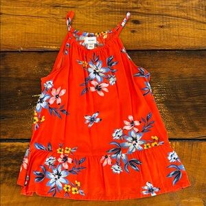 Old Navy Red Hawaiian print blouse tank little girls XL 14